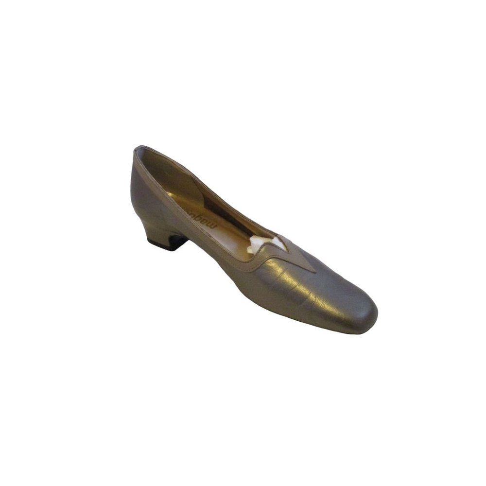 *Magdesians Vintage Taupe Tan Iridescent Low Pumps Squared Almond Toe